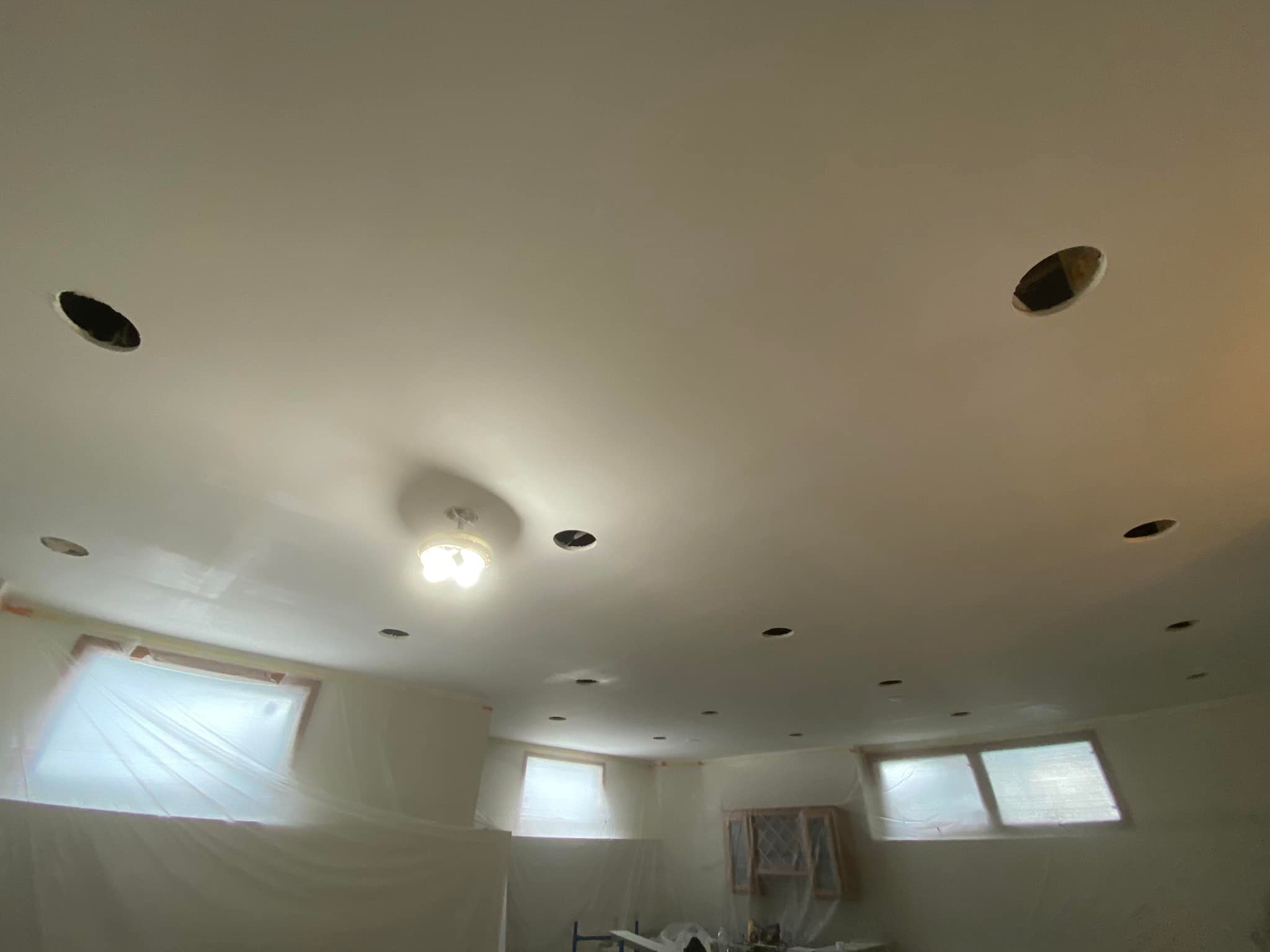 ceiling prep and painting family room